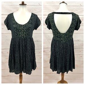 Free People Boho Tribal Print Sundown Babydoll Open Back Mini Dress